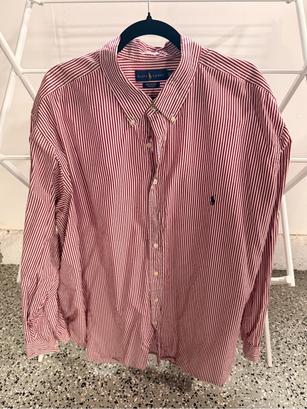 Ralph Lauren Red & White Striped Cotton Stretch Shirt
